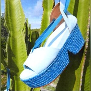 Robert clergie raffia & suede Evycv platform sandals